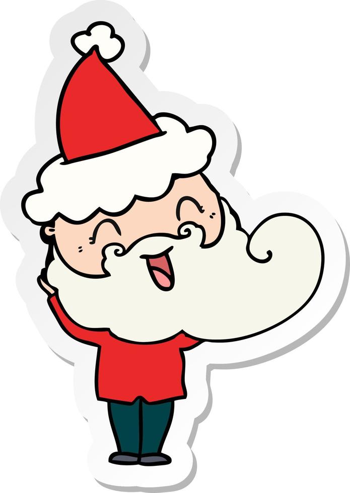 uomo barbuto felice che indossa il cappello di Babbo Natale vettore
