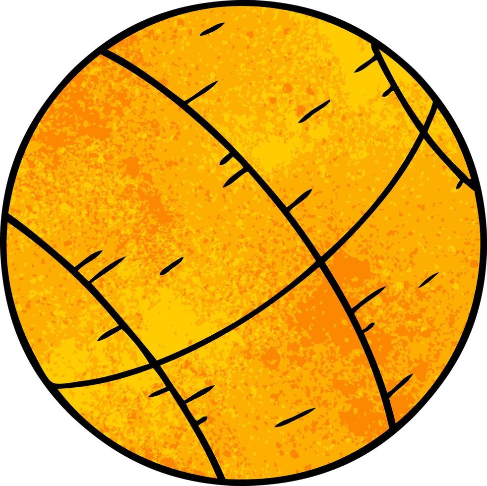 doodle del fumetto strutturato di una palla da basket vettore