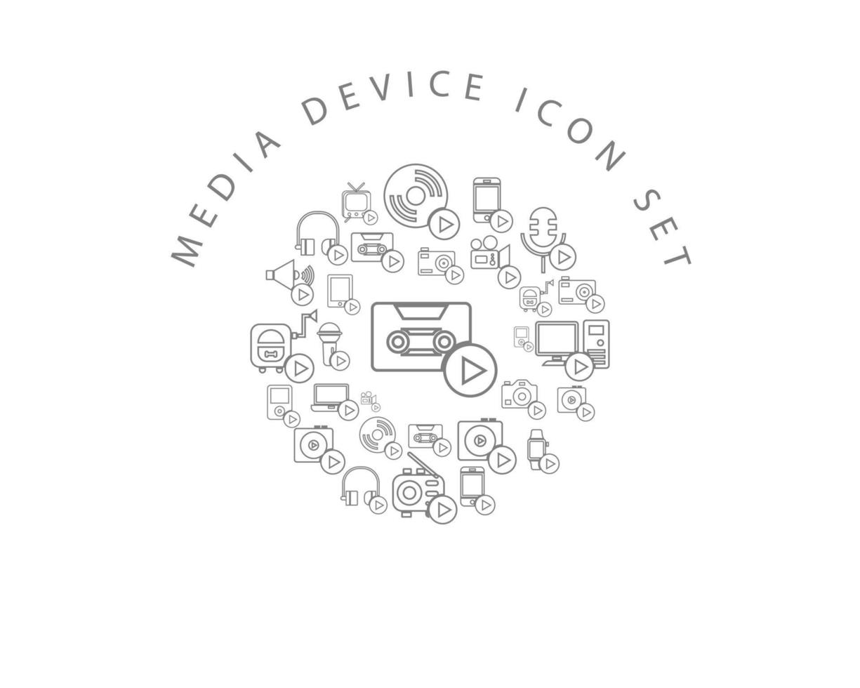 media dispositivo icona impostato design su bianca sfondo vettore