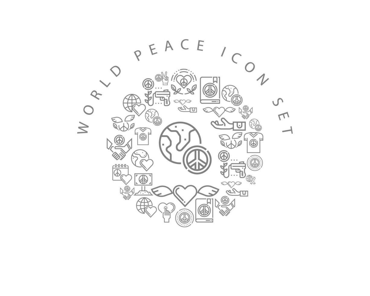mondo pace icona impostato design su bianca sfondo. vettore