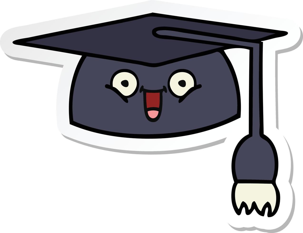 adesivo di un cappello di laurea simpatico cartone animato vettore