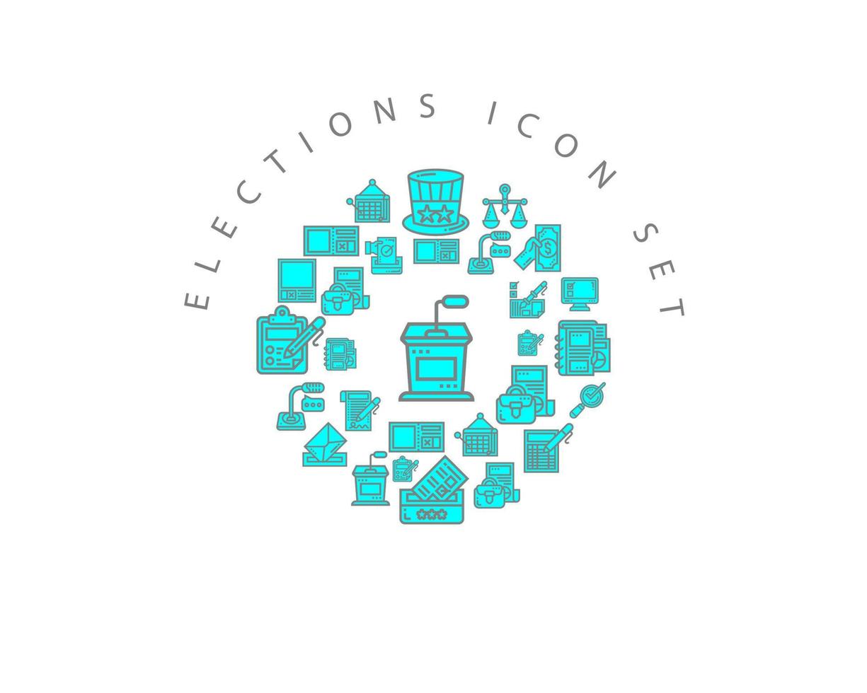 elezioni icona impostato design su bianca sfondo. vettore
