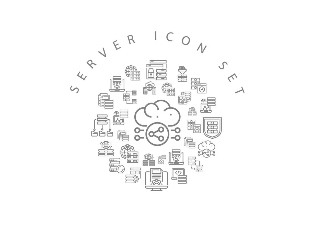 server icona impostato design su bianca sfondo vettore