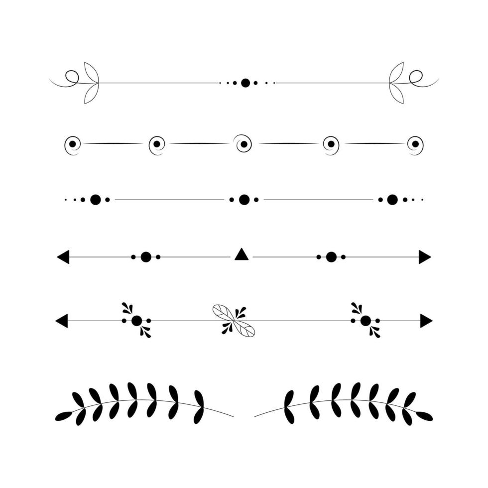 impostato di nero Linee ornamenti, montatura per illustrazioni su un' bianca sfondo - vettore