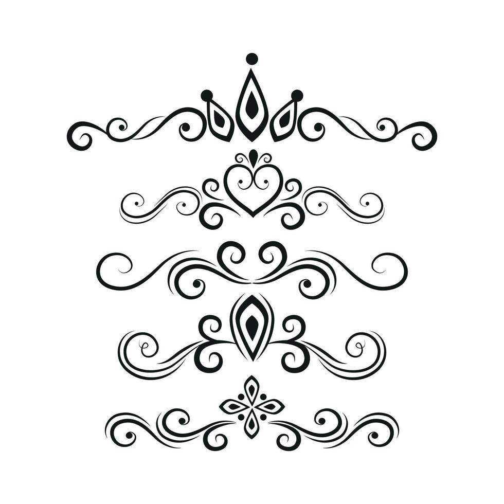 impostato di nero Linee ornamenti, montatura per illustrazioni su un' bianca sfondo - vettore