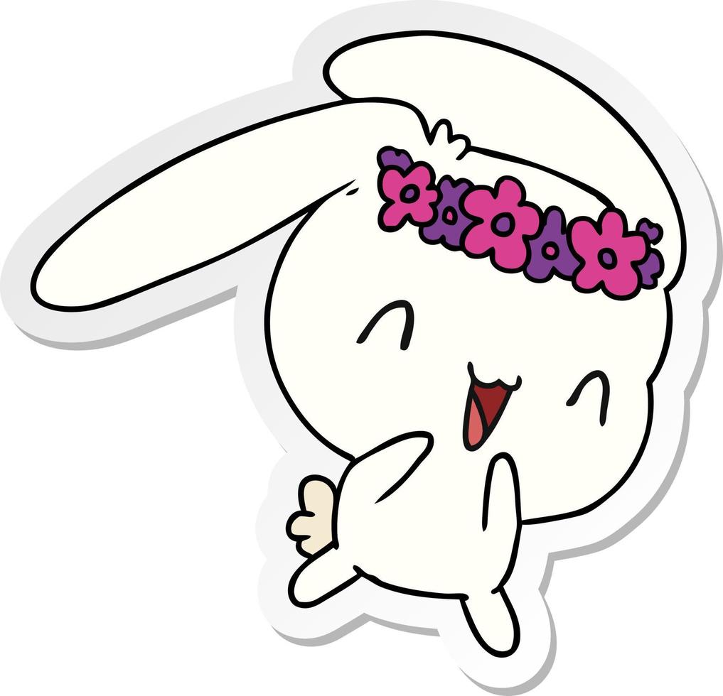 adesivo cartone animato kawaii simpatico coniglietto peloso vettore