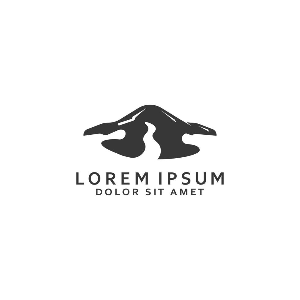 loghi di fiumi, insenature, sponde e flussi. fiume logo con combinazione di montagne e terreni agricoli con concetto design vettore illustrazione modello.