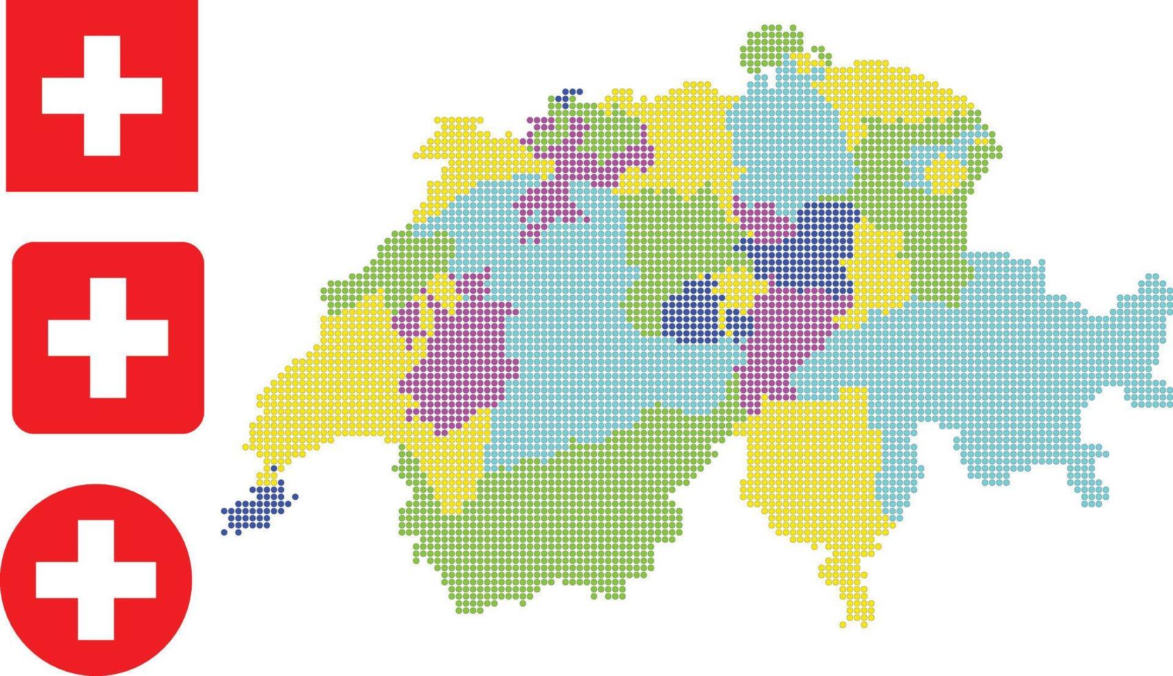 Svizzera carta geografica e bandiera piatto icona simbolo vettore illustrazione