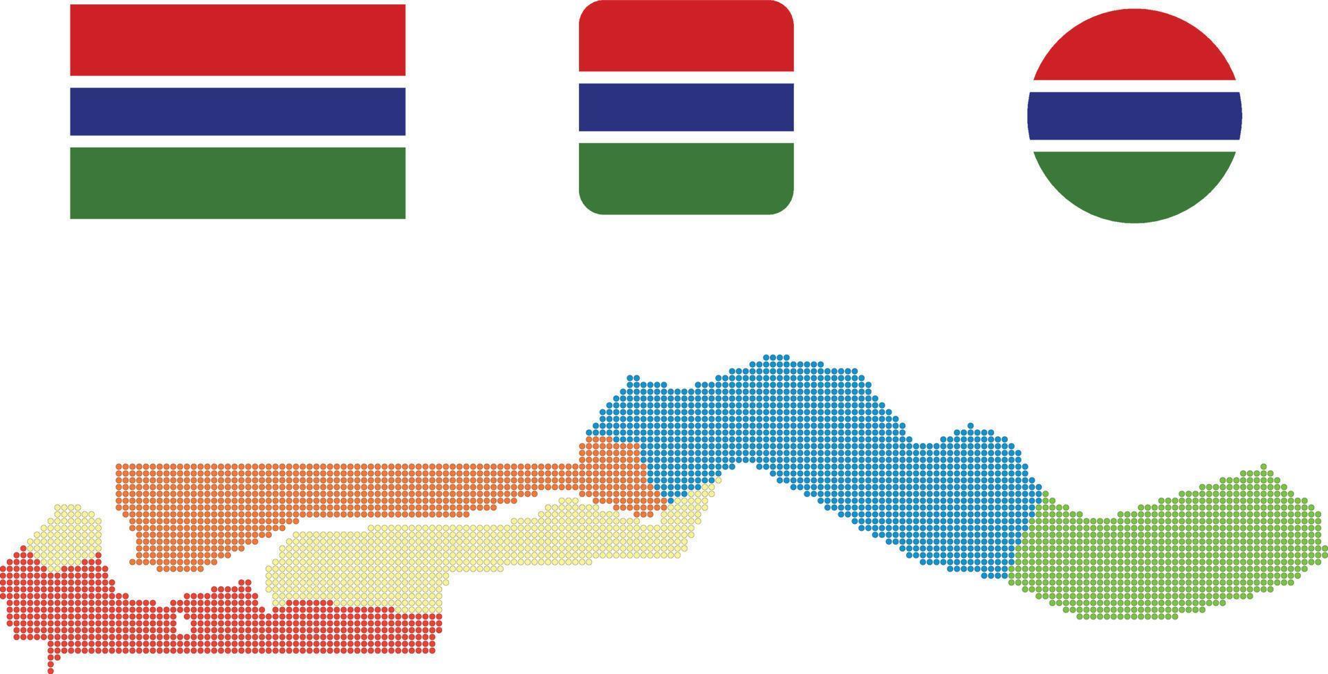 Gambia carta geografica e bandiera piatto icona simbolo vettore illustrazione