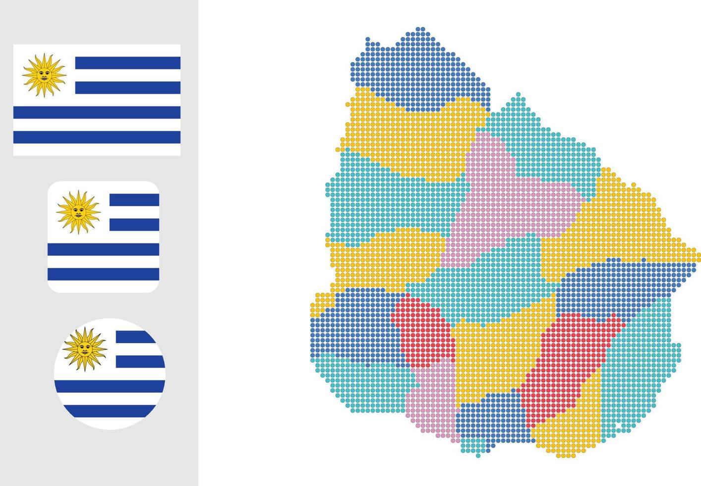 Uruguay carta geografica. e bandiera. piatto icona simbolo vettore illustrazione