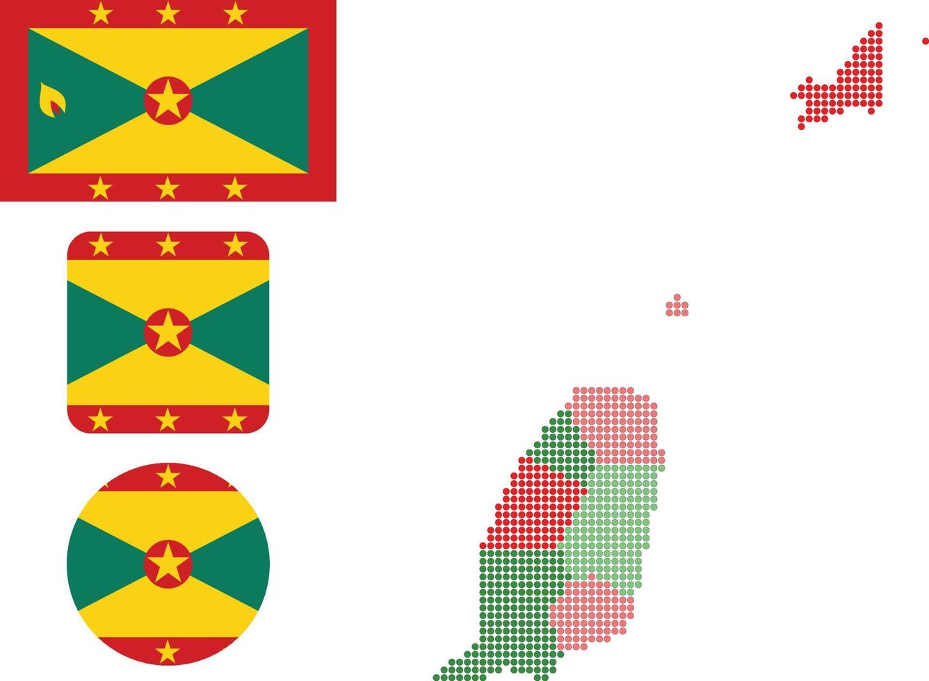 grenada carta geografica e bandiera piatto icona simbolo vettore illustrazione