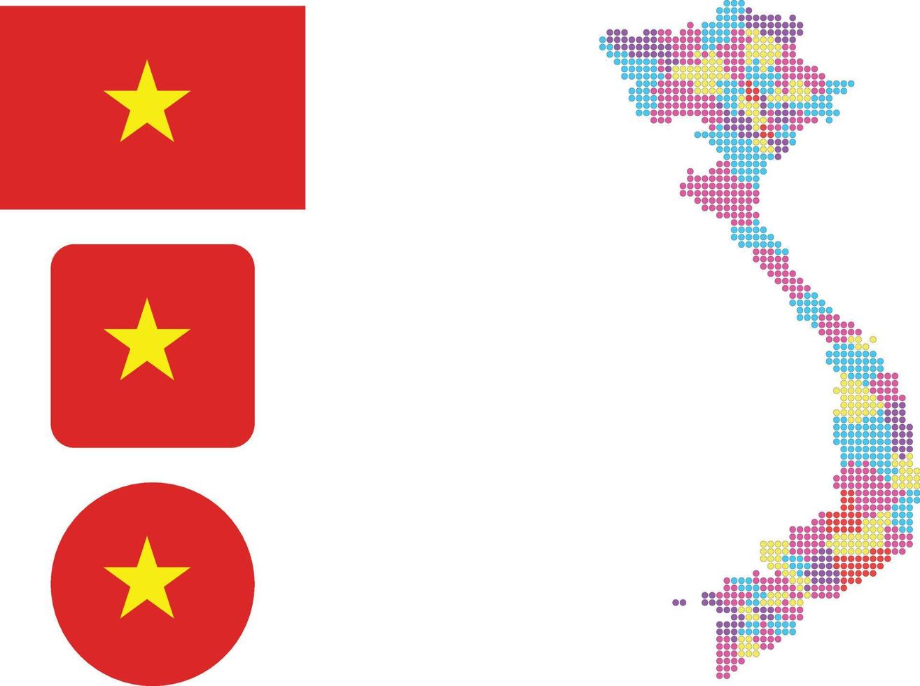 Vietnam carta geografica. e bandiera. piatto icona simbolo vettore illustrazione