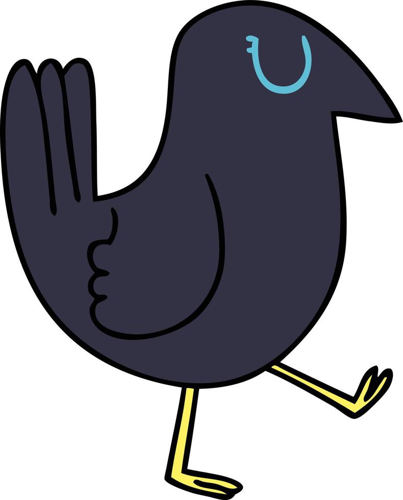 corvo stravagante del fumetto disegnato a mano vettore
