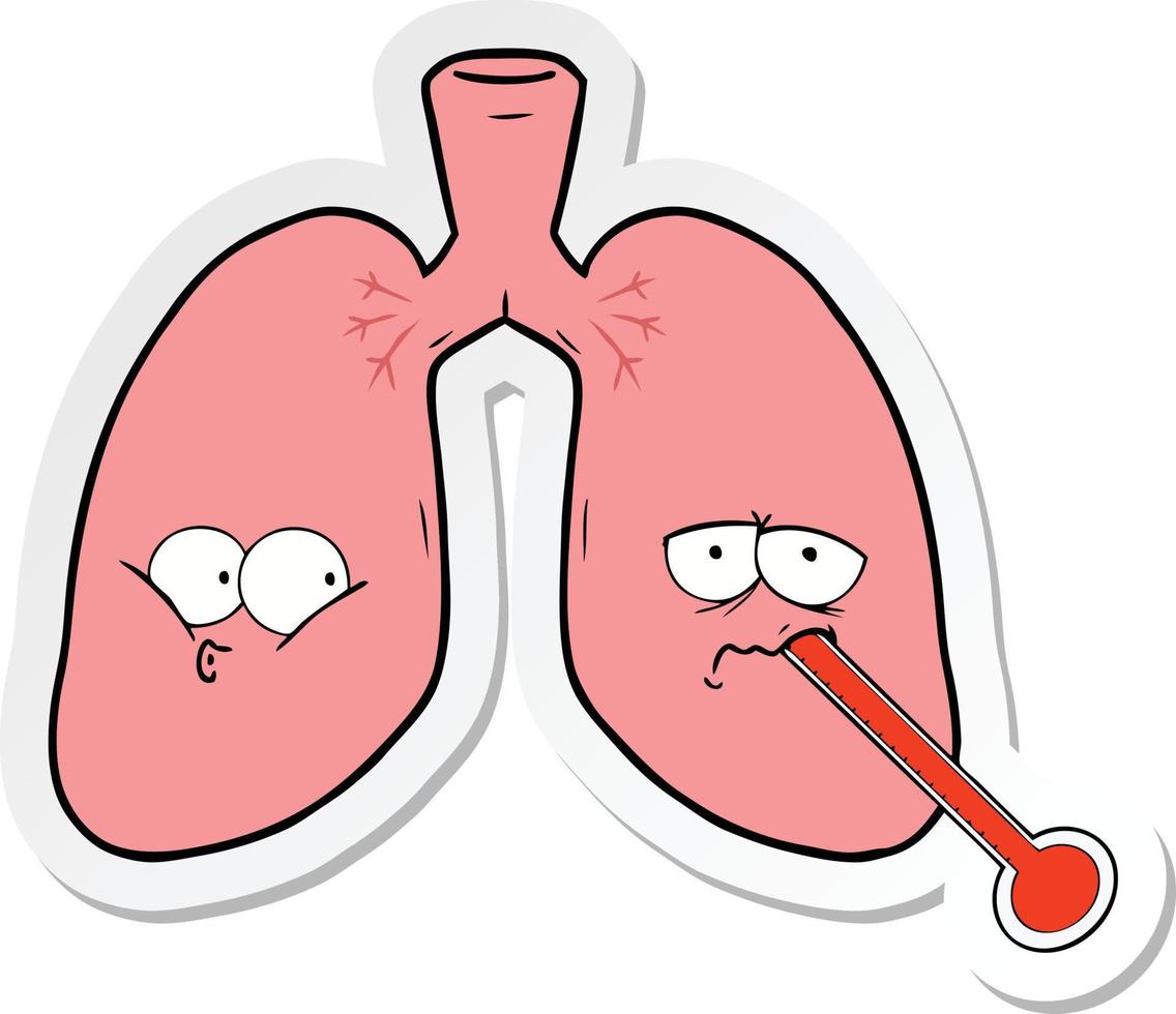 etichetta di un' cartone animato malsano polmoni vettore
