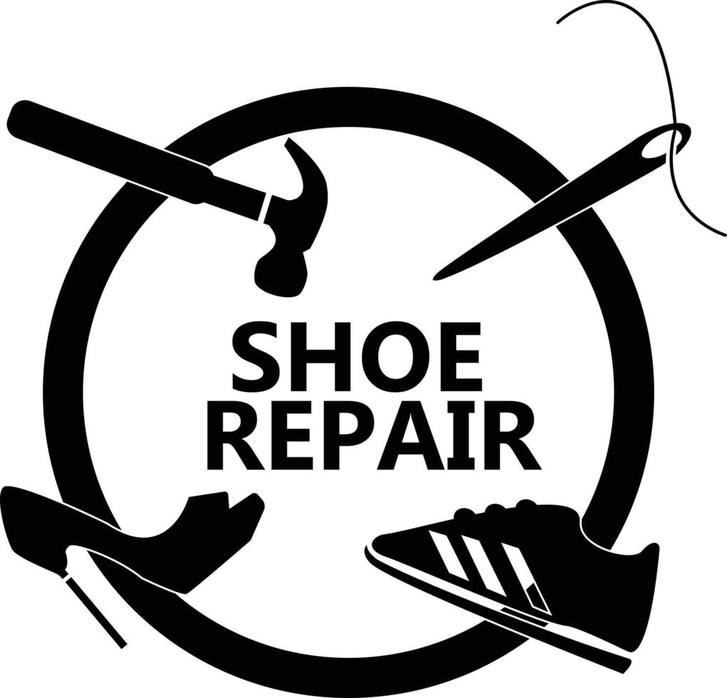 scarpa riparazione icona su bianca sfondo. scarpa riparazione logo. calzolaio cartello. piatto stile. vettore