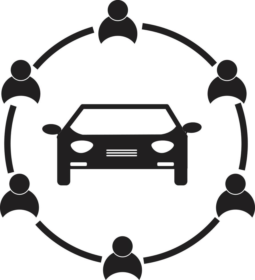 auto condivisione icona su bianca sfondo. condividere l'auto cartello. carpooling simbolo. piatto stile. vettore