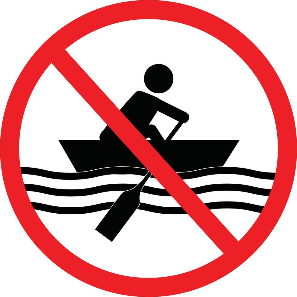 no canottaggio Barche su bianca sfondo. acqua sicurezza segni. no canottaggio simbolo. piatto stile. vettore