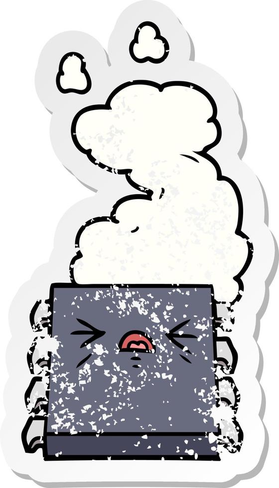 afflitto etichetta di un' cartone animato surriscaldamento computer patata fritta vettore