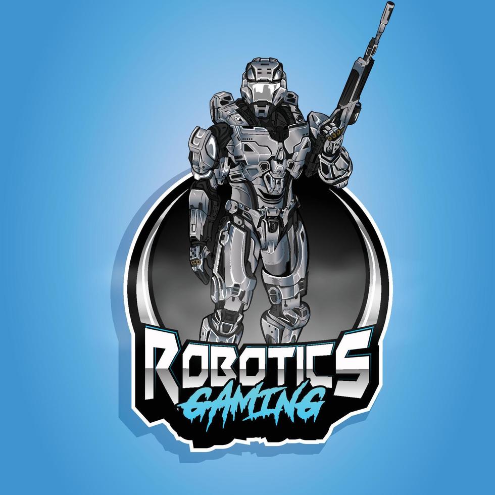 futuro robotica soldati, esport gioco portafortuna logo vettore