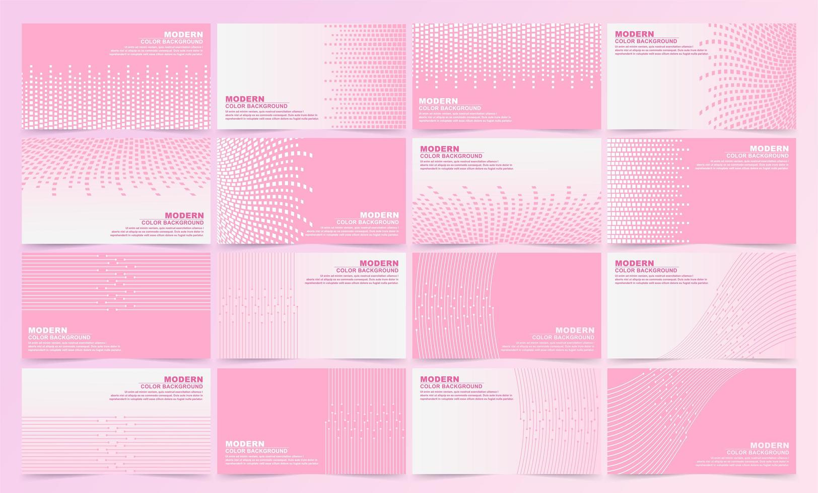 set di carte linea dinamica rosa e bianco vettore