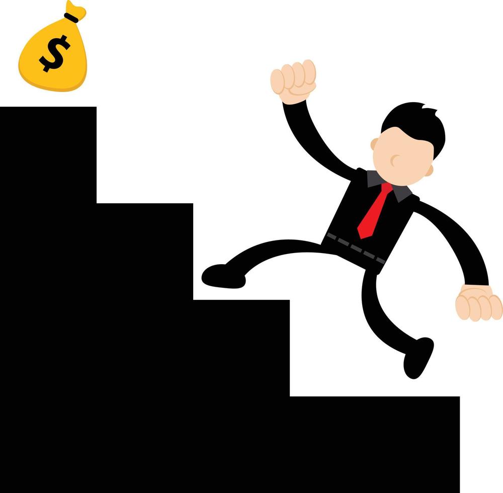 vettore grafico illustrazione di cartone animato personaggio uomo d'affari arrampicata il scala di successo. adatto per attività commerciale soddisfare