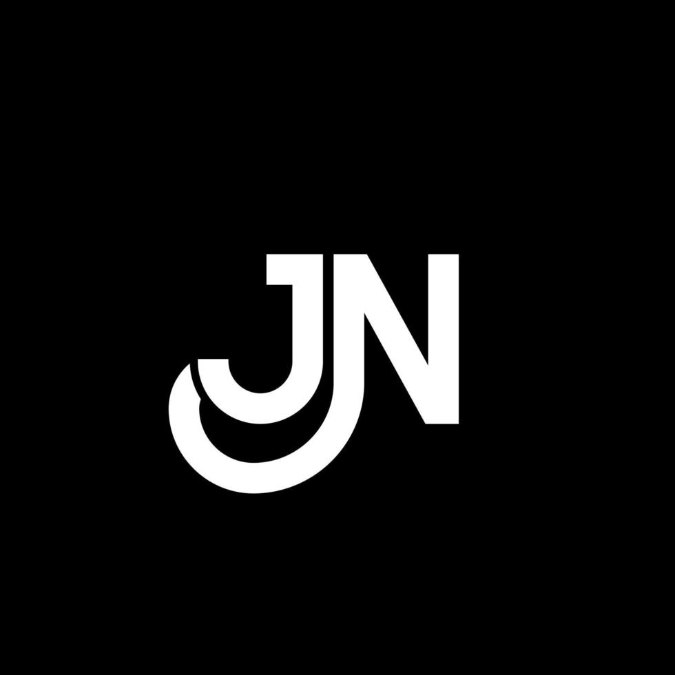 jn lettera logo design su sfondo nero. jn creative iniziali lettera logo concept. jn disegno della lettera. jn disegno della lettera bianca su sfondo nero. jn, jn logo vettore