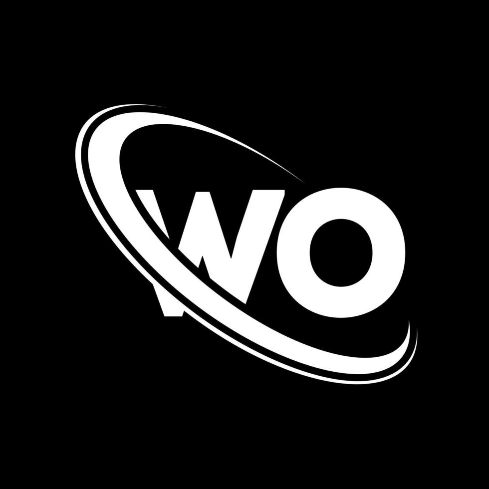 wo logo. w o design. bianca wo lettera. wo lettera logo design. iniziale lettera wo connesso cerchio maiuscolo monogramma logo. vettore