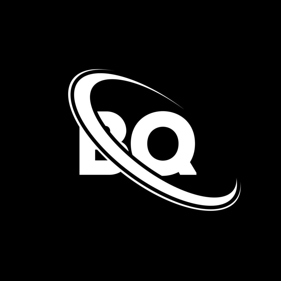 bq logo. B q design. bianca bq lettera. bq lettera logo design. iniziale lettera bq connesso cerchio maiuscolo monogramma logo. vettore