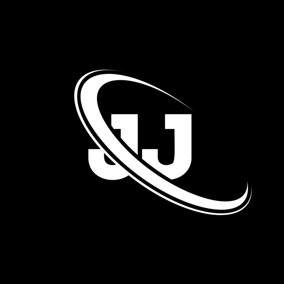 jj logo. j j design. bianca jj lettera. jj lettera logo design. iniziale lettera jj connesso cerchio maiuscolo monogramma logo. vettore