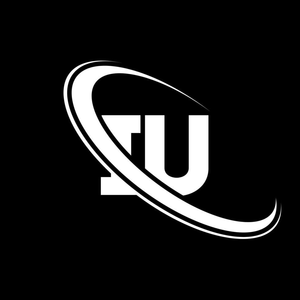 iu logo. io u design. bianca iu lettera. iu lettera logo design. iniziale lettera iu connesso cerchio maiuscolo monogramma logo. vettore