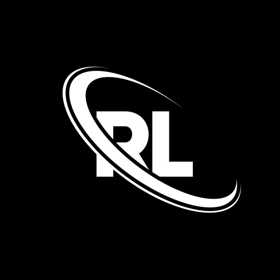 rl logo. r l design. bianca rl lettera. rl lettera logo design. iniziale lettera rl connesso cerchio maiuscolo monogramma logo. vettore