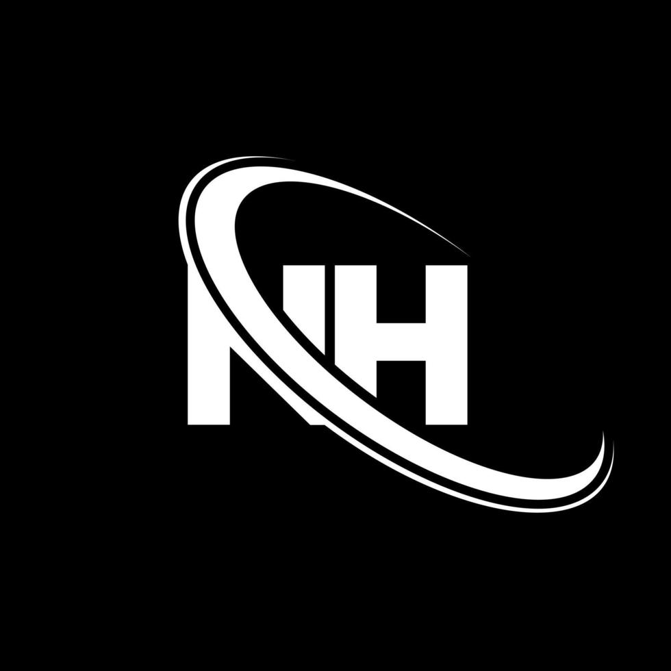 nh logo. n h design. bianca nh lettera. nh lettera logo design. iniziale lettera nh connesso cerchio maiuscolo monogramma logo. vettore