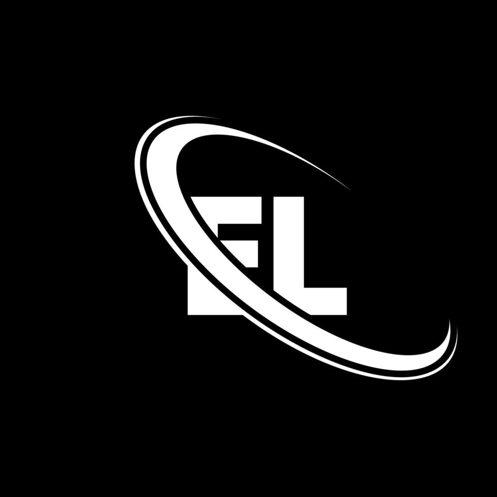 EL logo. e l design. bianca EL lettera. EL lettera logo design. iniziale lettera EL connesso cerchio maiuscolo monogramma logo. vettore
