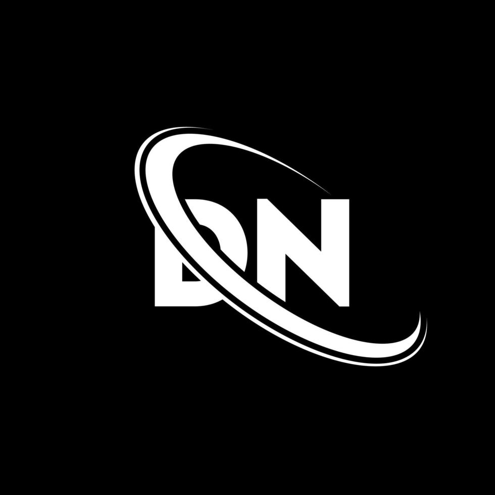 dn logo. d n design. bianca dn lettera. dn lettera logo design. iniziale lettera dn connesso cerchio maiuscolo monogramma logo. vettore