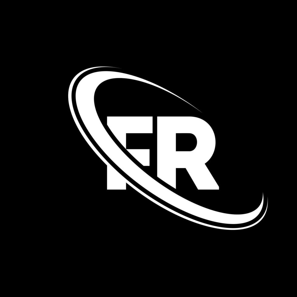 fr logo. f r design. bianca fr lettera. fr lettera logo design. iniziale lettera fr connesso cerchio maiuscolo monogramma logo. vettore