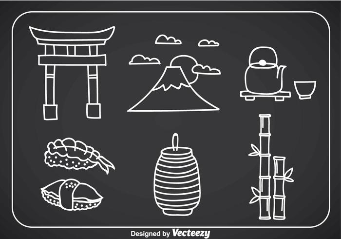 Icone di cultura giapponese Doddle vettore