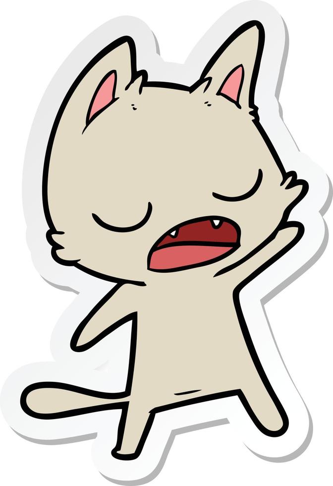 adesivo di un cartone animato gatto parlante vettore