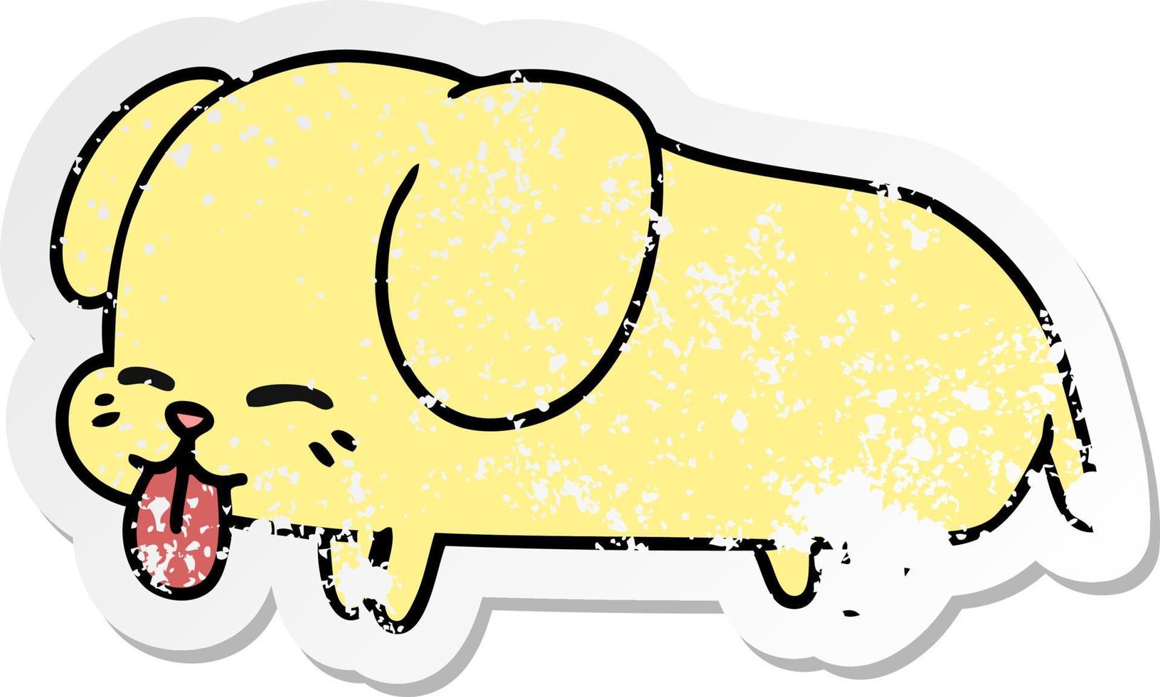 cartone animato adesivo angosciato di simpatico cane kawaii vettore