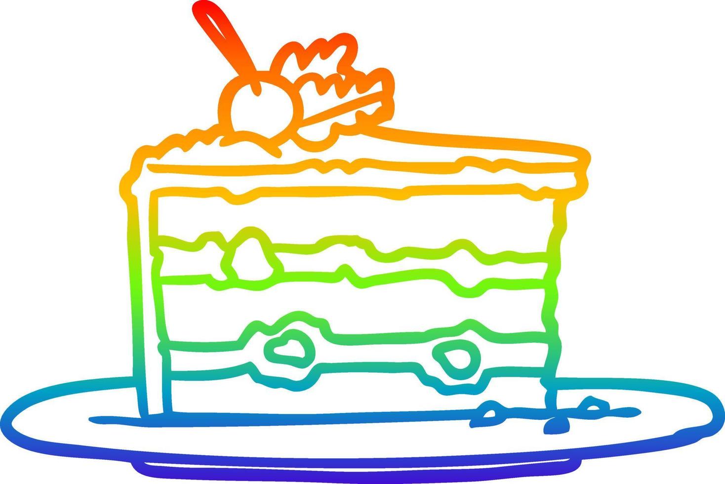 arcobaleno pendenza linea disegno gustoso dolce torta vettore