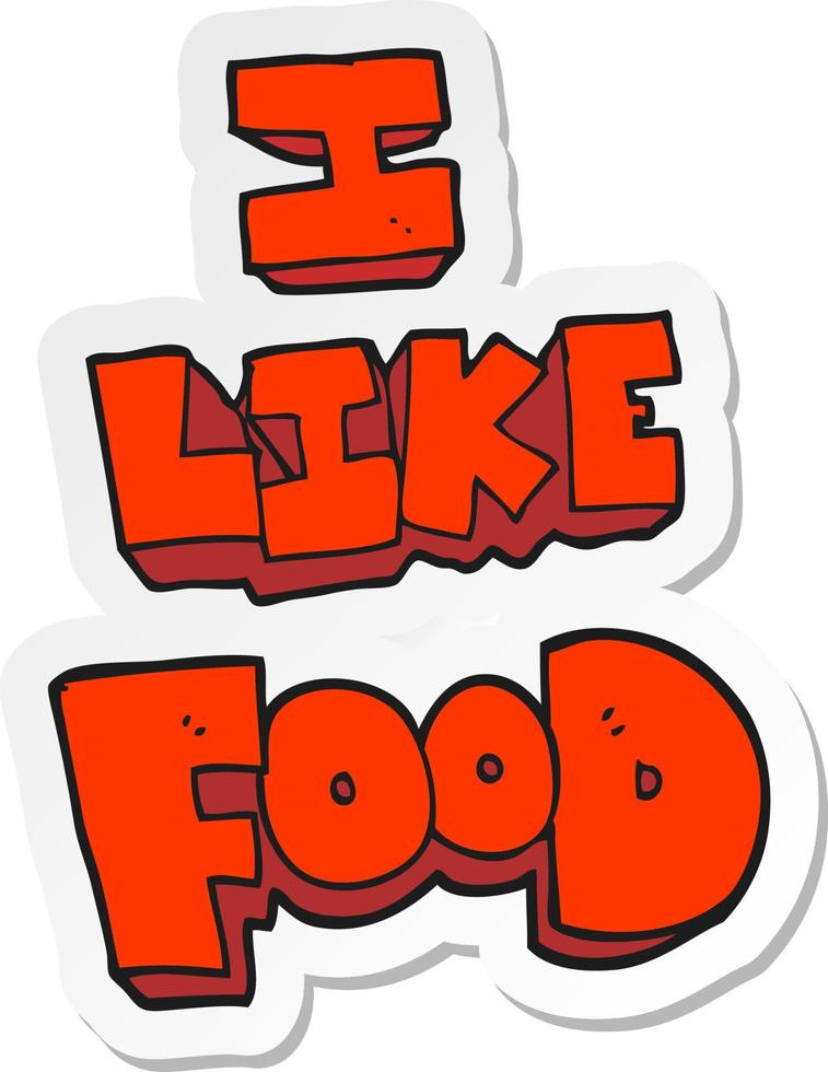 etichetta di un' cartone animato io piace cibo simbolo vettore