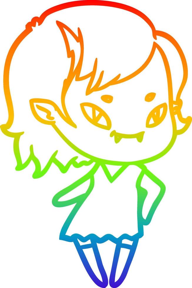 arcobaleno pendenza linea disegno cartone animato freddo vampiro ragazza vettore