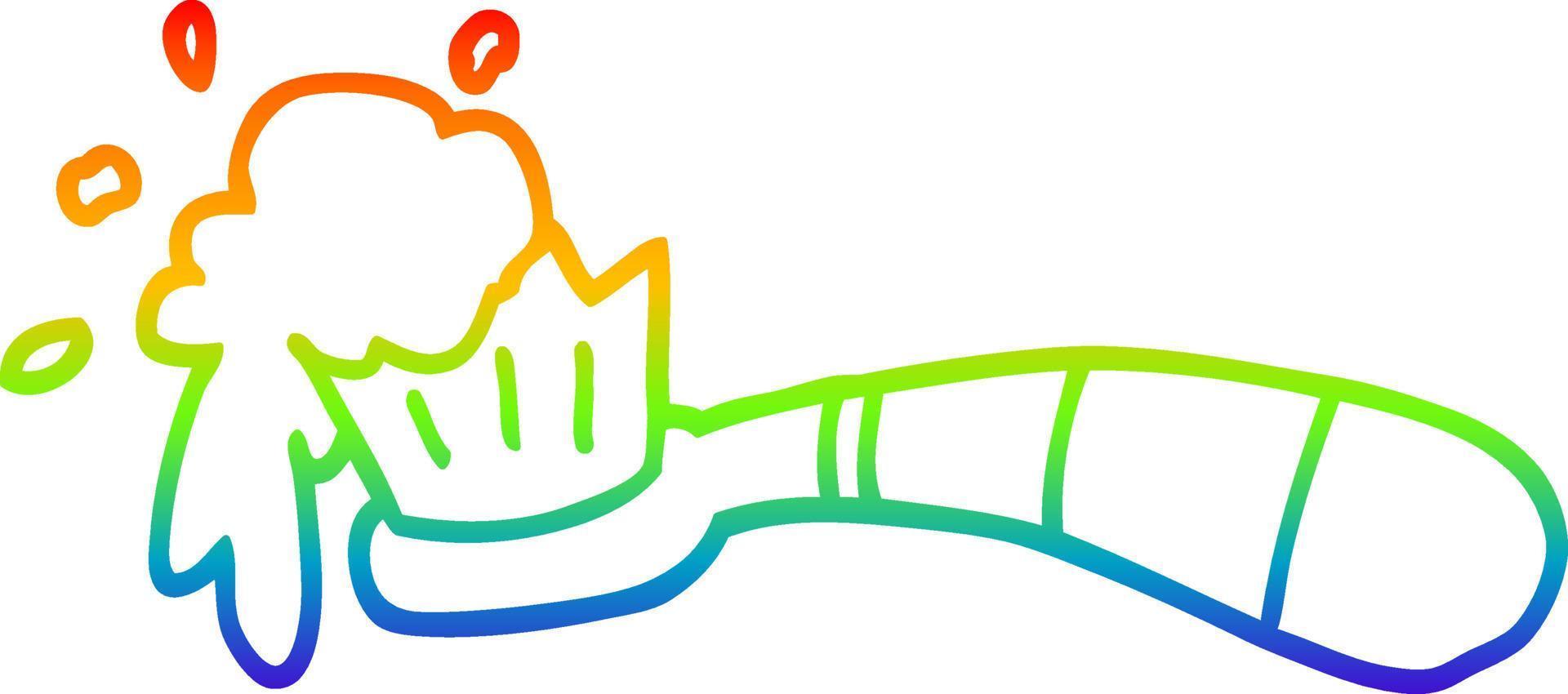 arcobaleno pendenza linea disegno cartone animato spazzolino e dente incolla vettore