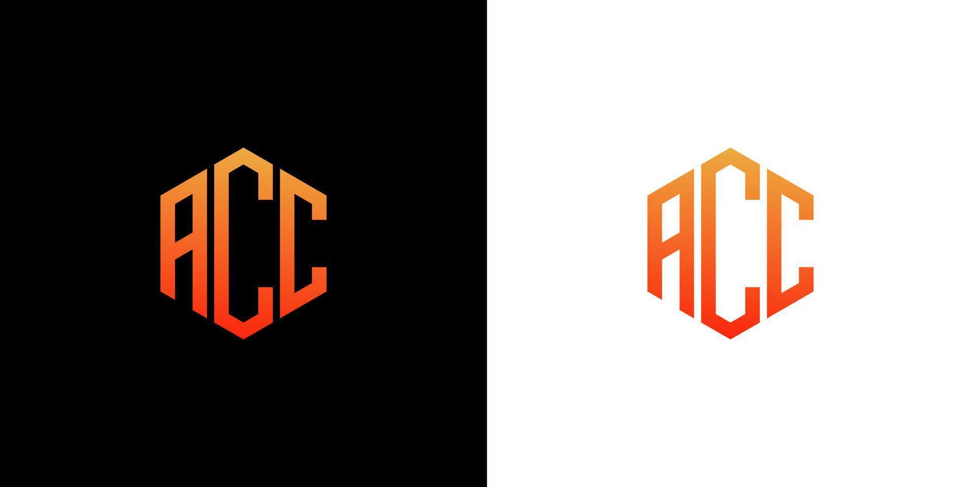 acc lettera logo design poligono monogramma icona modello vettoriale