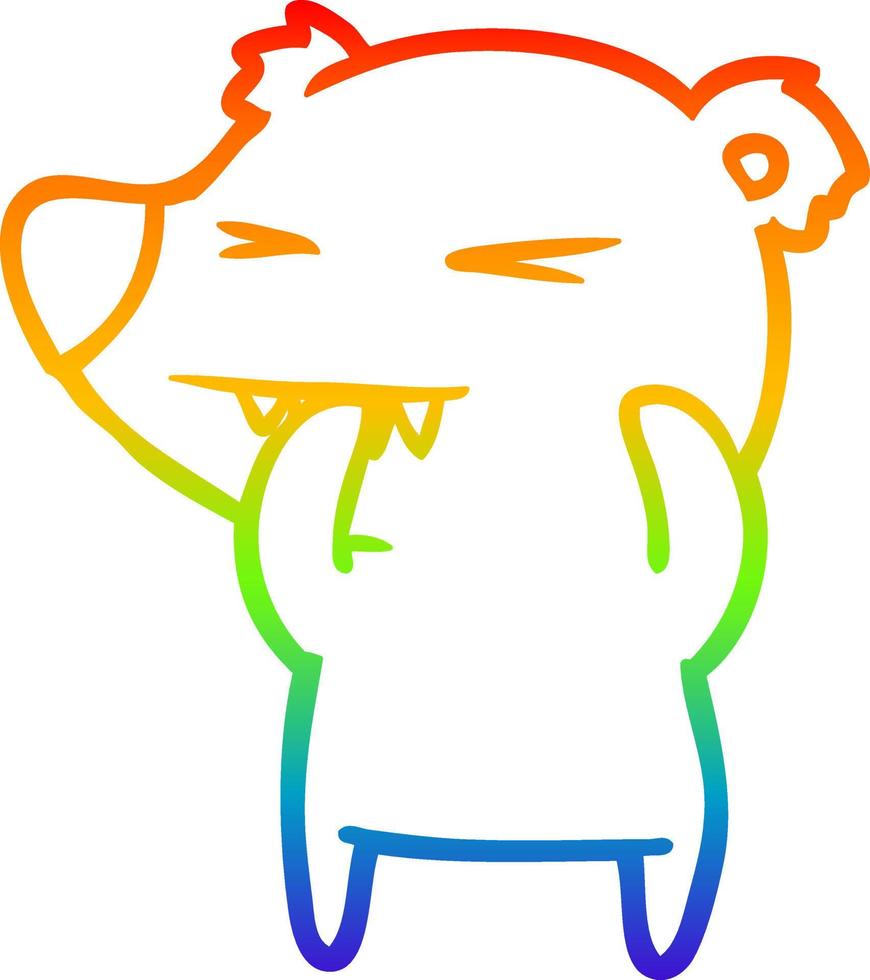 arcobaleno gradiente di disegno cartone animato orso arrabbiato vettore