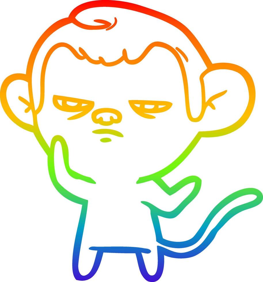 scimmia del fumetto di disegno a tratteggio sfumato arcobaleno vettore