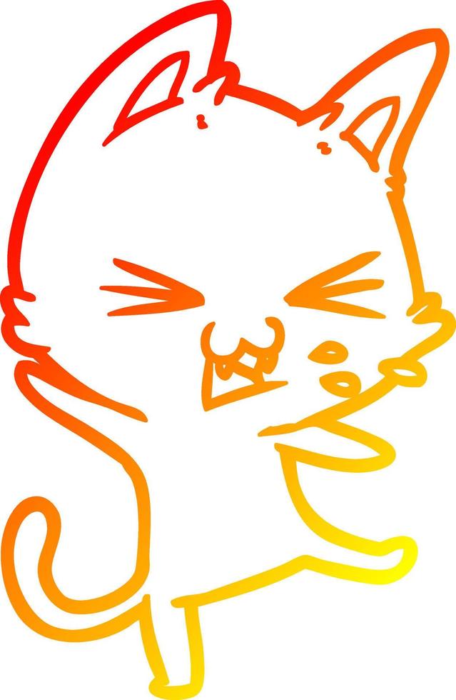 caldo pendenza linea disegno cartone animato gatto lancio un' collera vettore