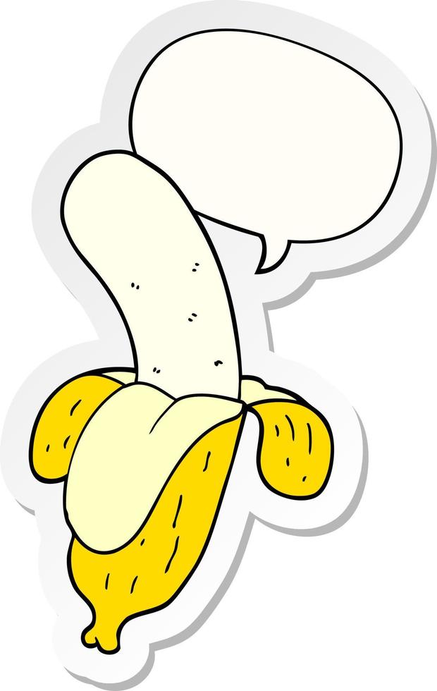 adesivo cartone animato banana e fumetto vettore