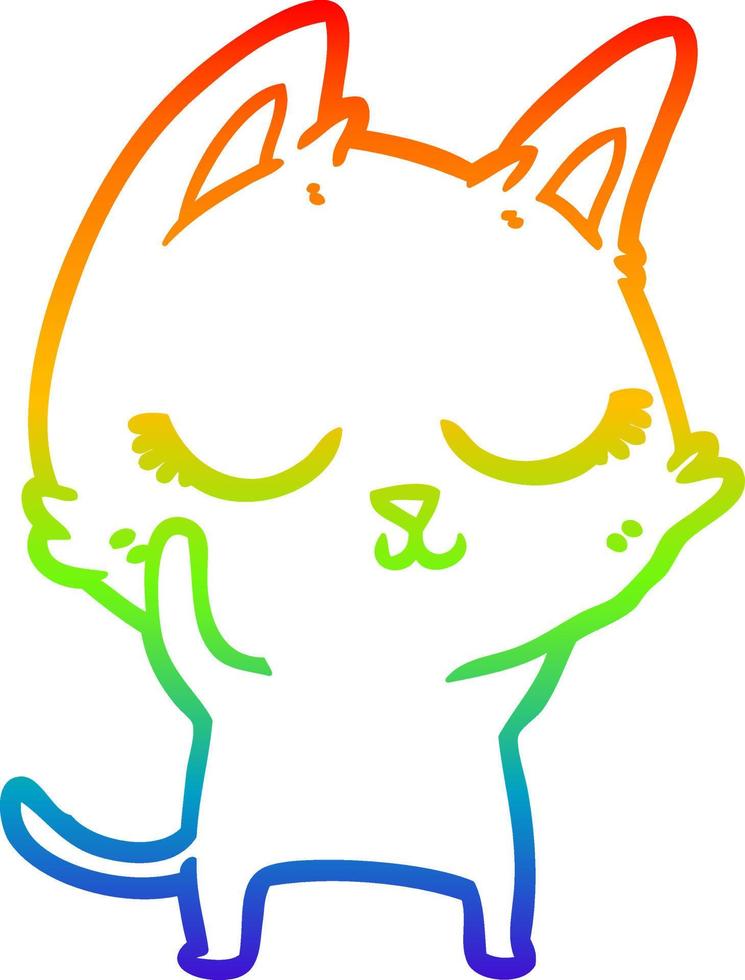 arcobaleno gradiente linea disegno calmo cartone animato gatto vettore