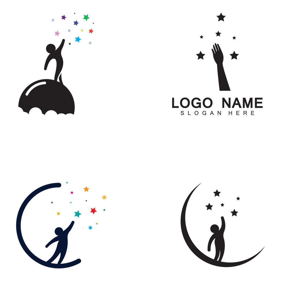 un' logo per raggiungere il stelle o un' logo per raggiungere un' sognare o obiettivo. logo utilizzando concetto design vettore illustrazione modello.