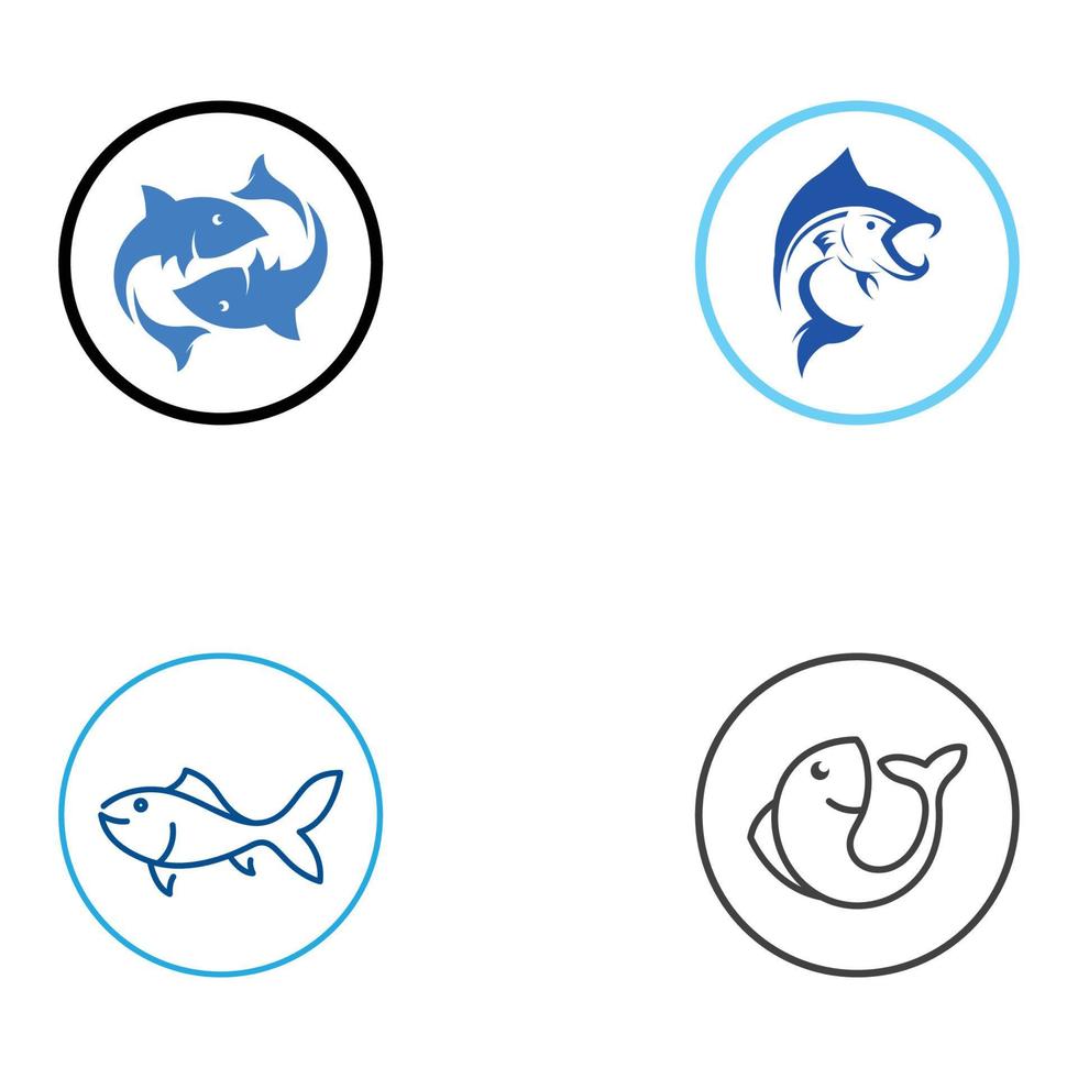 logo di pesce, amo da pesca, olio di pesce e icona del ristorante di frutti di mare. con il modello dell'illustrazione di progettazione di concetto dell'icona di vettore